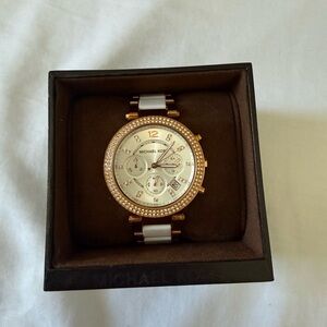 Michael Kors Ladies Parker Rose Gold Chronograph Watch MK5774